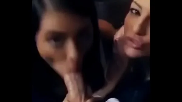 Two hotties doing a nice blowjob