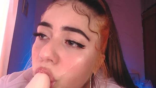 Egirl spits and drools all over cock - Ahegao blowjob