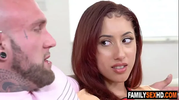 Family movie night turns into taboo threesome sex