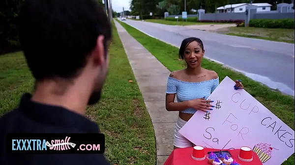 Tiny Ebony Babe Selling Cupcakes For Decides To Sell Her Muffin And Earn More Money Instead