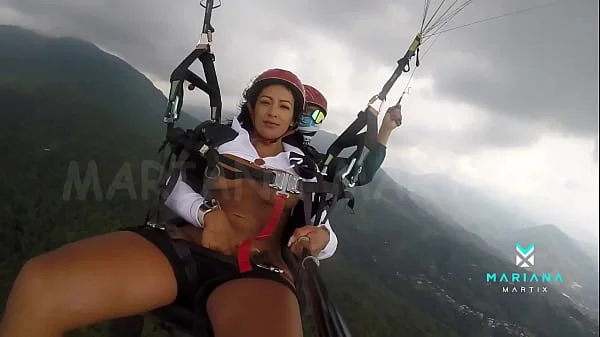 The number one ebony actress from Colombia Mariana Martix goes paragliding masturbating naked